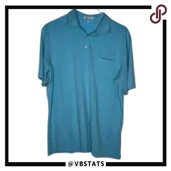 Peter Millar Pacific Blue Short‎ Sleeve Golf Polo in Size Large - Picture 1 of 6